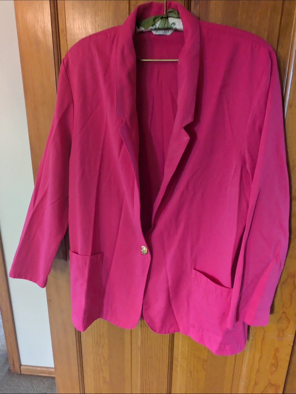 Women's Bright Pink Single-Button Blazer Jacket